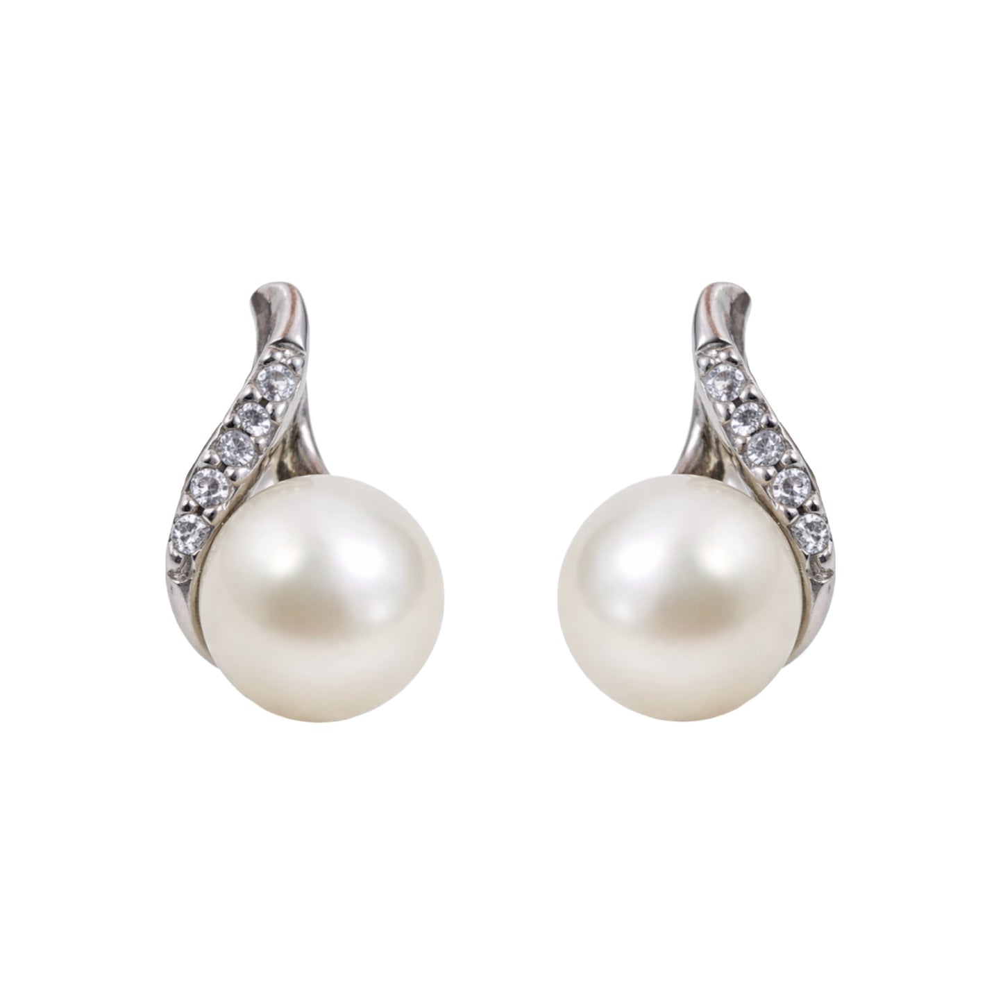 Sidabro auskarai su perlais ir cirkoniais