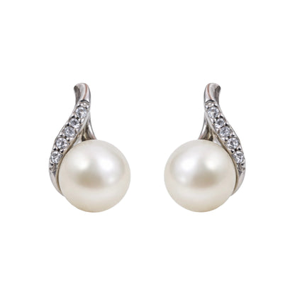 Sidabro auskarai su perlais ir cirkoniais