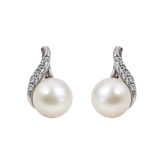 Sidabro auskarai su perlais ir cirkoniais