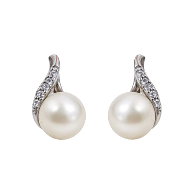 Sidabro auskarai su perlais ir cirkoniais