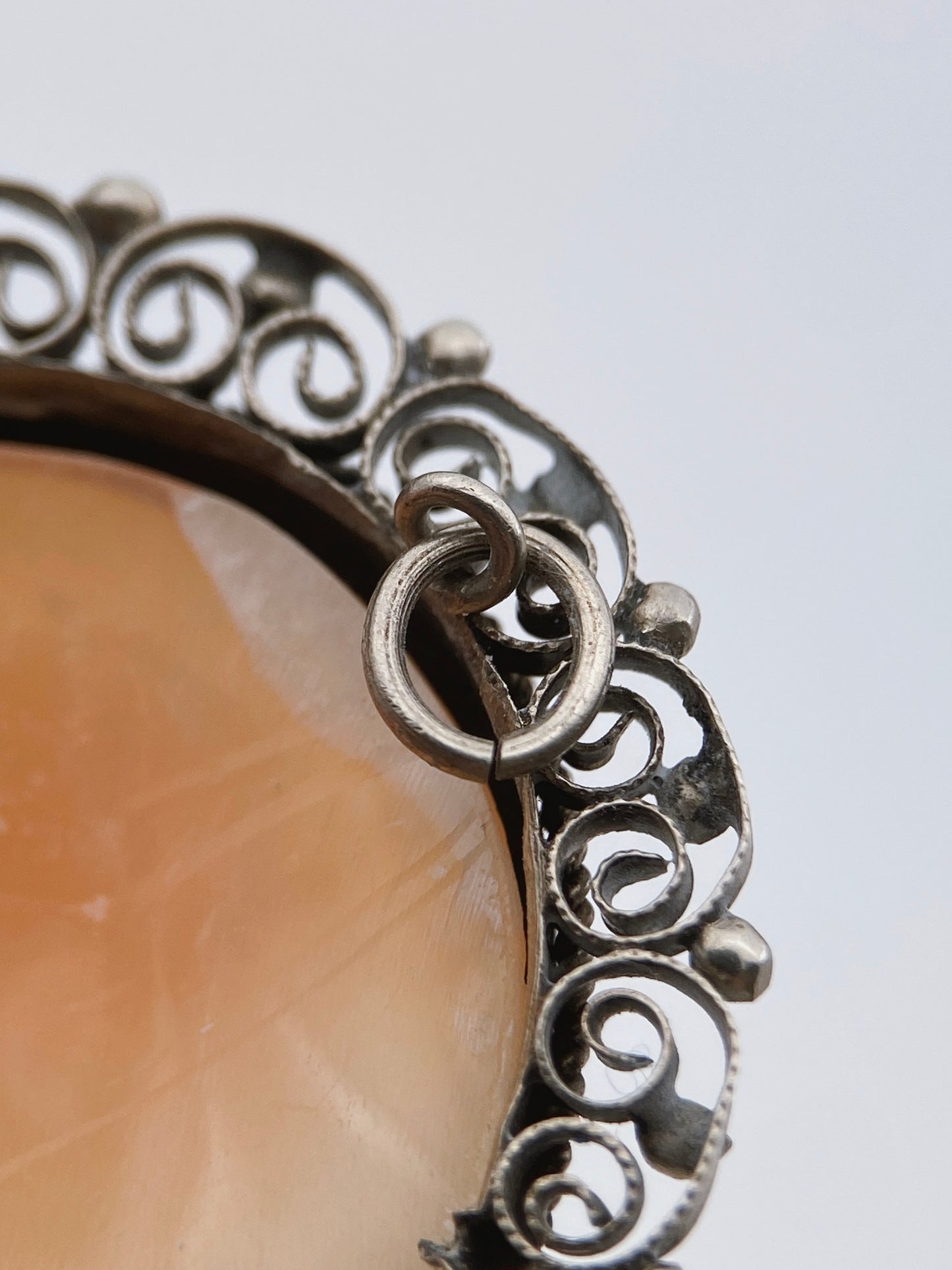 Retro kamėjos sagė/pakabukas iš kriauklės