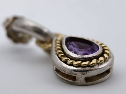 Aukso ir sidabro auskarai su ametistais