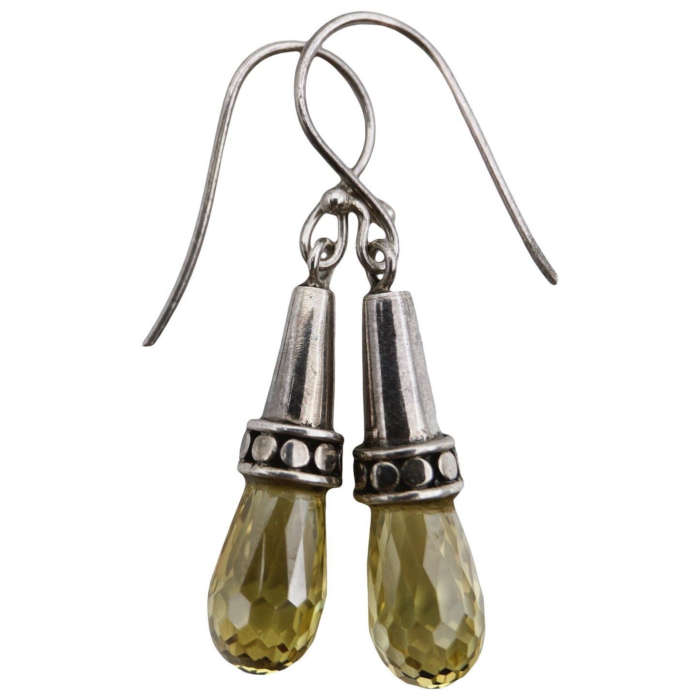 Sidabro auskarai su stiklo pakabukais