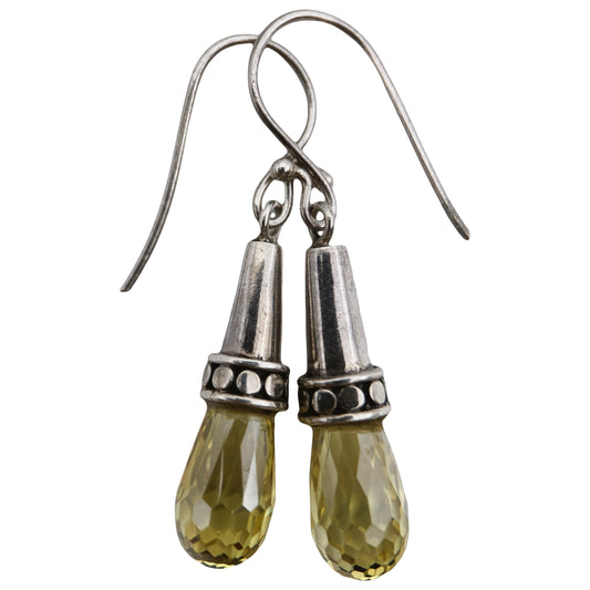 Sidabro auskarai su stiklo pakabukais