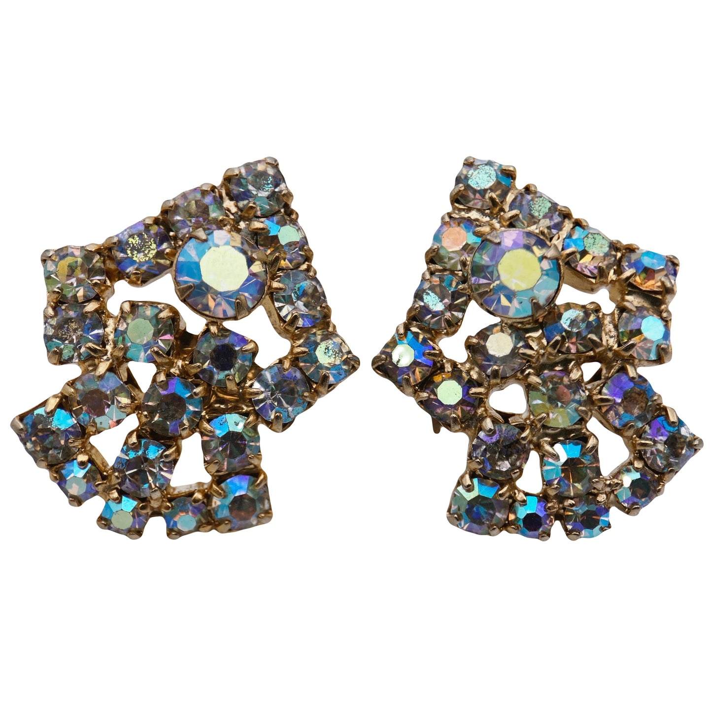 Auskarai klipsai su Aurora Borealis stiklo kristalais