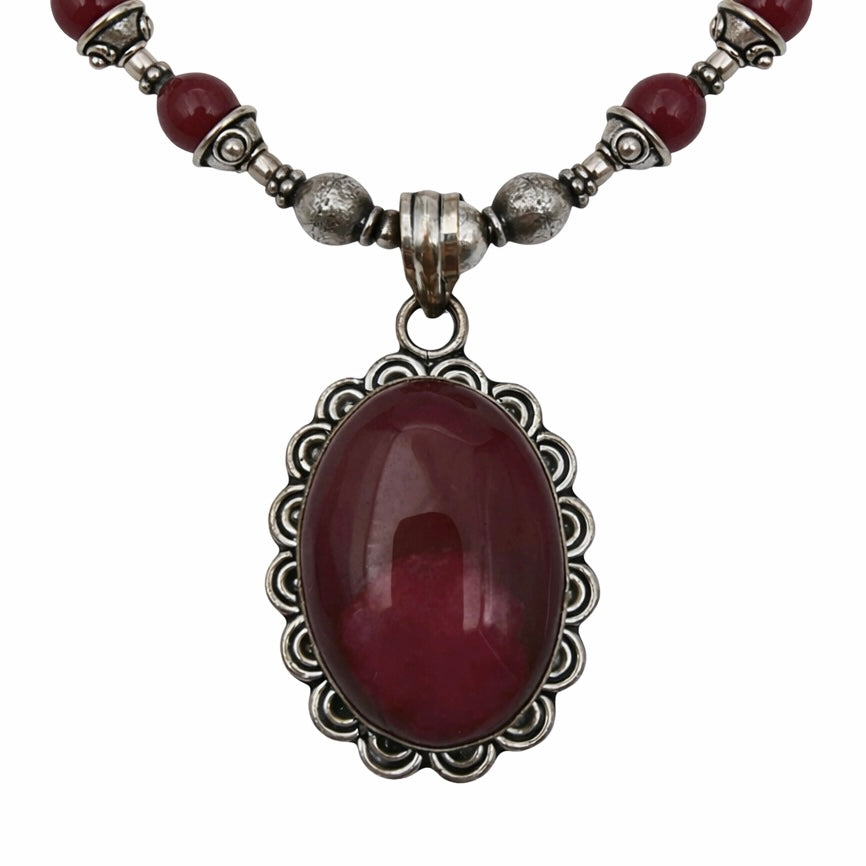 Glass and silver necklace