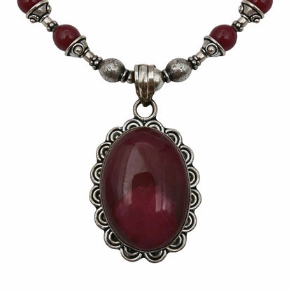 Glass and silver necklace