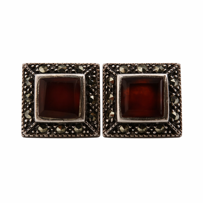 Sidabro ir granato auskarai