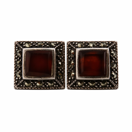 Sidabro ir granato auskarai