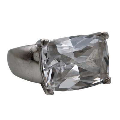 Sidabro žiedas su stiklo kristalu