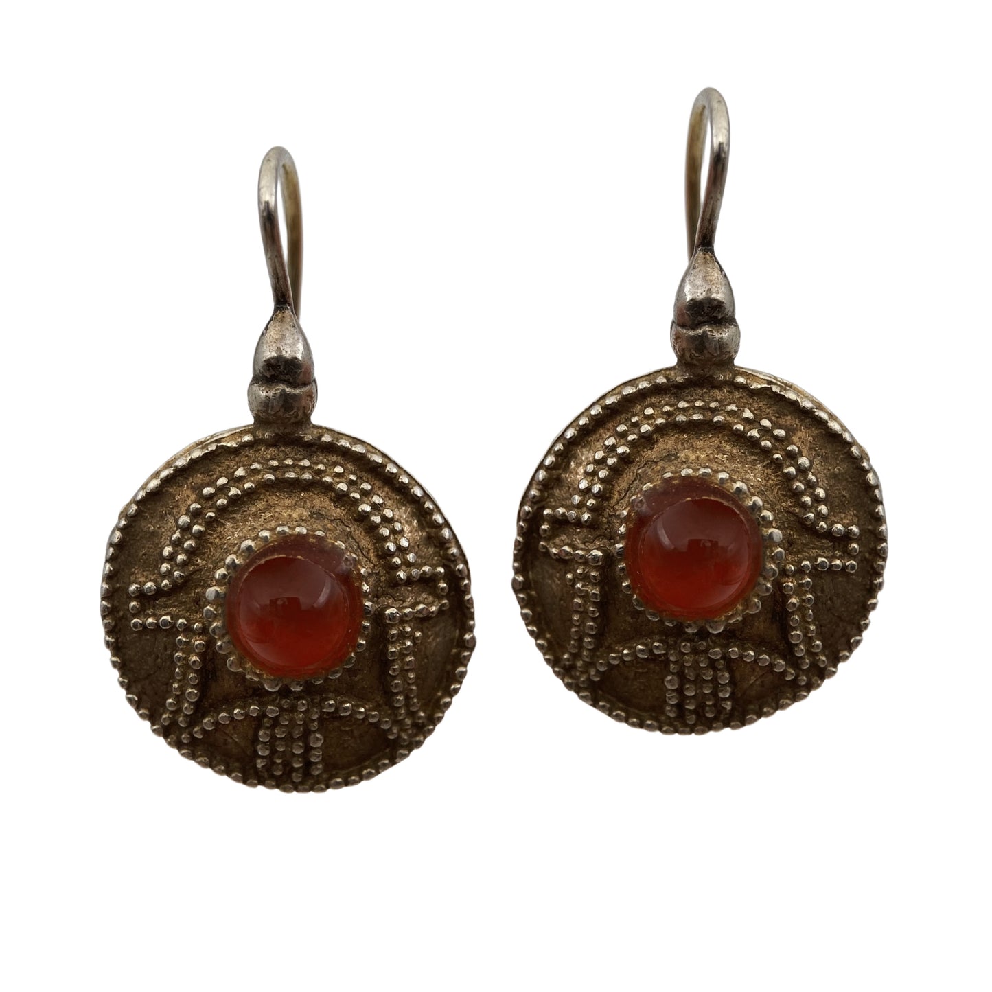 Sidabro auskarai su karneolio akmenukais