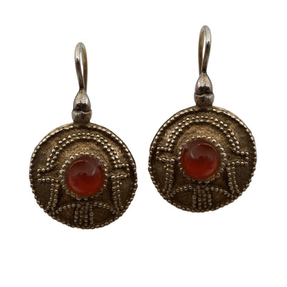 Sidabro auskarai su karneolio akmenukais