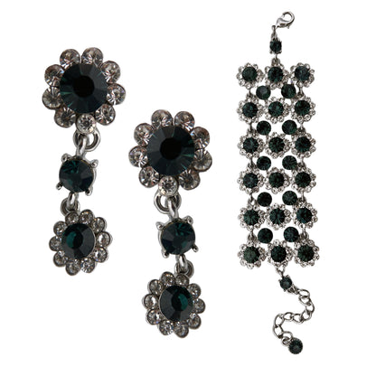 Apyrankė ir auskarai su stiklo kristalais