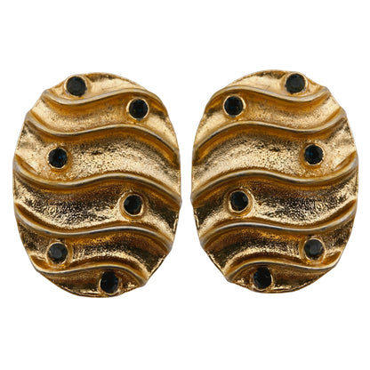 Reljefiniai auskarai klipsai su kristalais