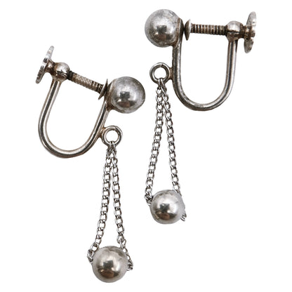 Retro sidabro auskarai klipsai su sraigtiniu užsegimu