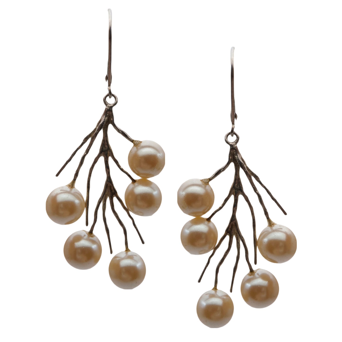 Sidabro ir perlų auskarai