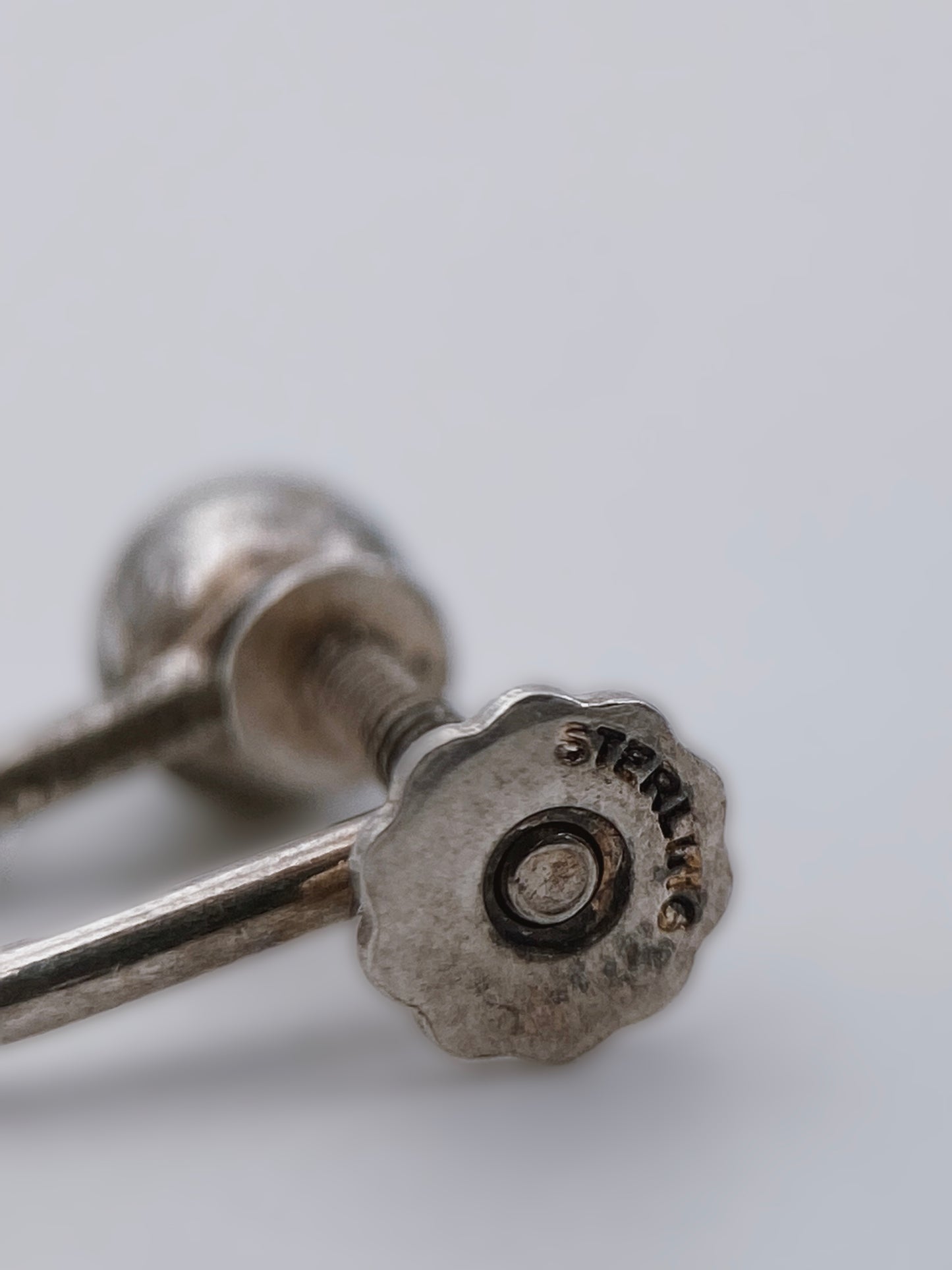 Retro sidabro auskarai klipsai su sraigtiniu užsegimu