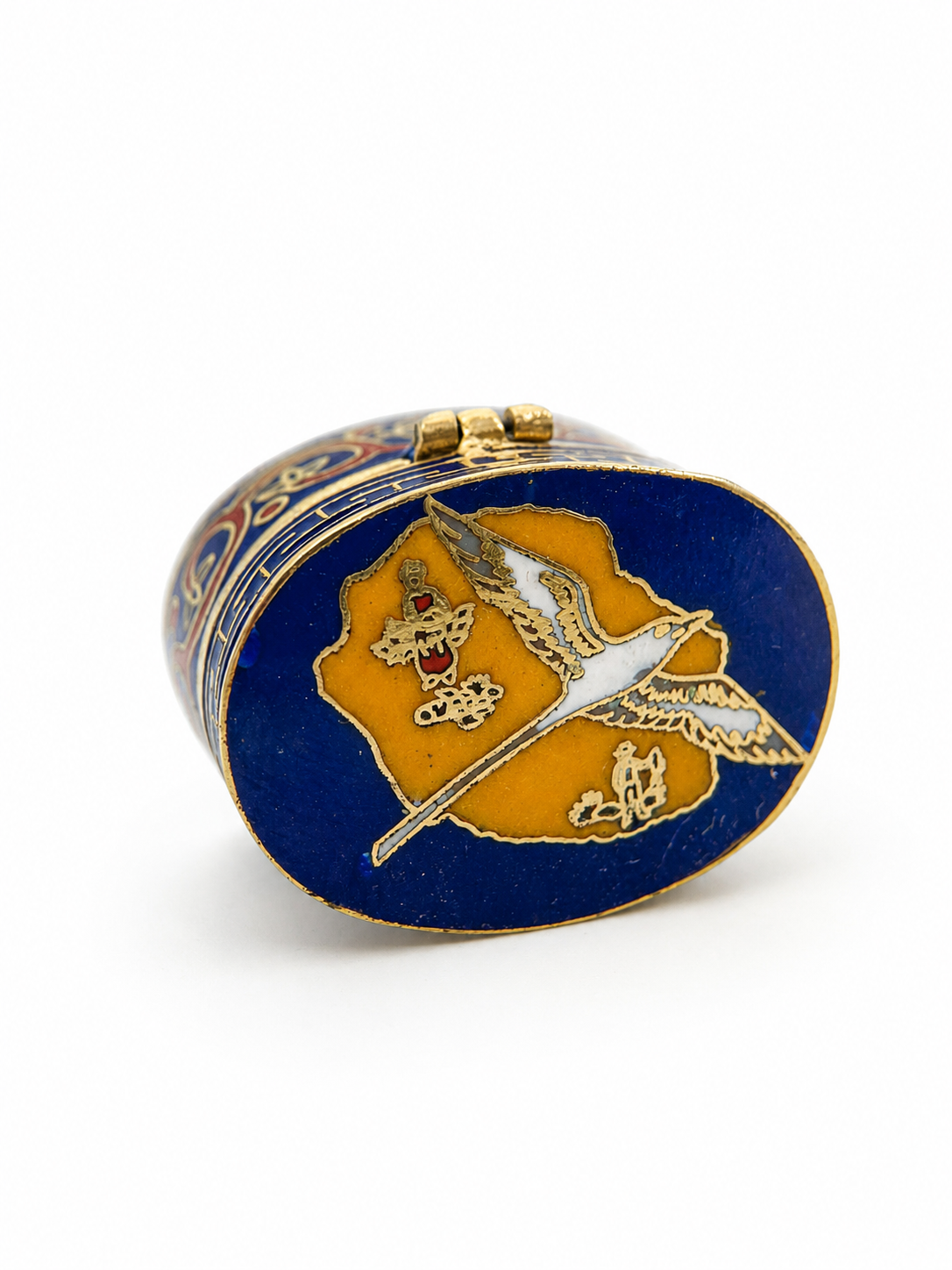 Miniatiūrinė vintažinė “cloisonné” emalio dėžutė
