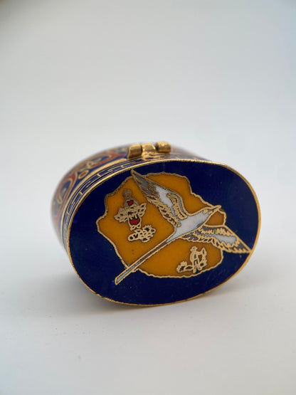 Miniatiūrinė vintažinė “cloisonné” emalio dėžutė
