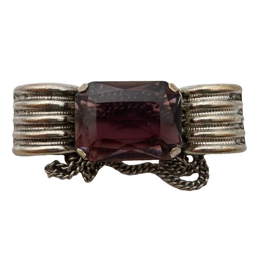 Vintažinė sagė su stiklo kristalu