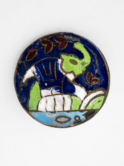 Miniatiūrinė vintažinė dėžutė su “cloisonné” emalio dangteliu