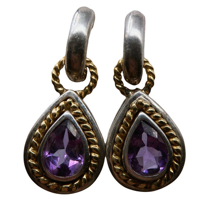 Aukso ir sidabro auskarai su ametistais