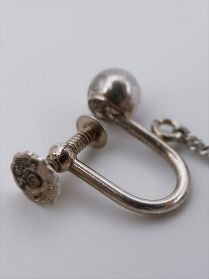 Retro sidabro auskarai klipsai su sraigtiniu užsegimu