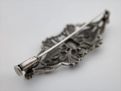 Art Deco sidabro segė su kalnų krištolu