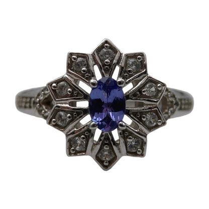 Silver ring with tanzanite