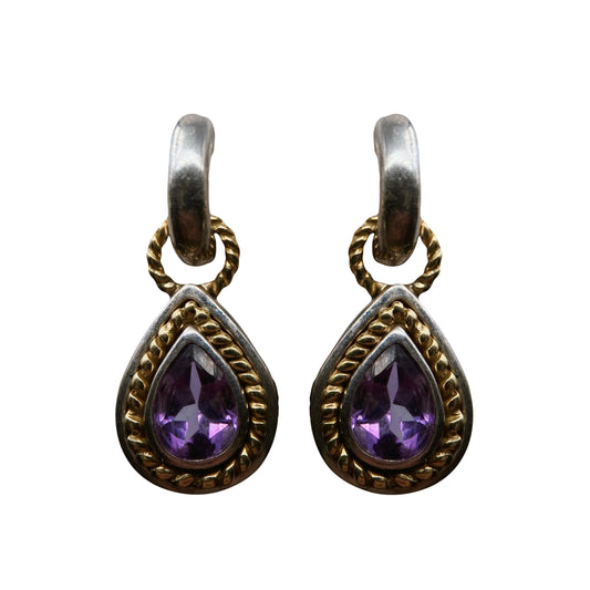 Aukso ir sidabro auskarai su ametistais