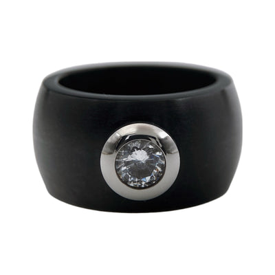 Nerūdijančio plieno žiedas su kristalu