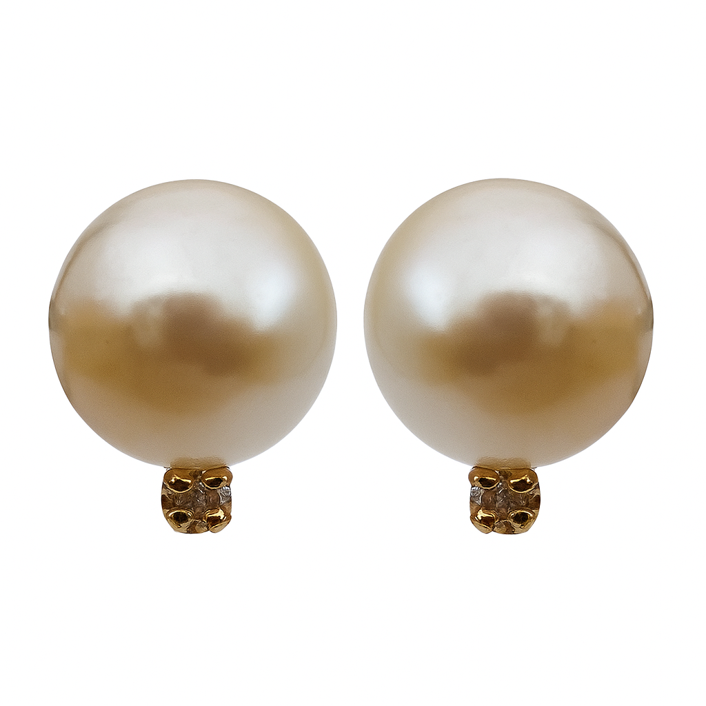 Aukso auskarai su perlais ir deimantais