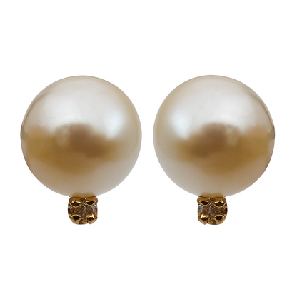 Aukso auskarai su perlais ir deimantais