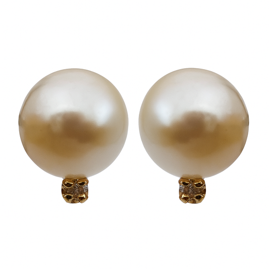 Aukso auskarai su perlais ir deimantais