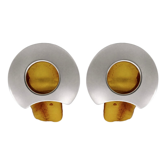 Sidabro auskarai su gintaru