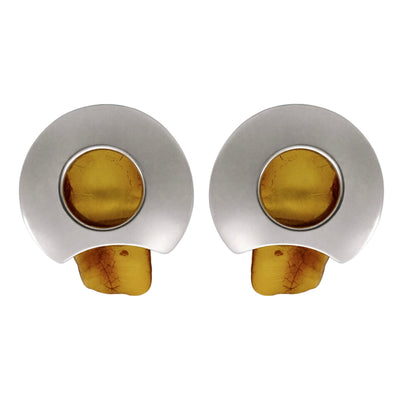 Sidabro auskarai su gintaru