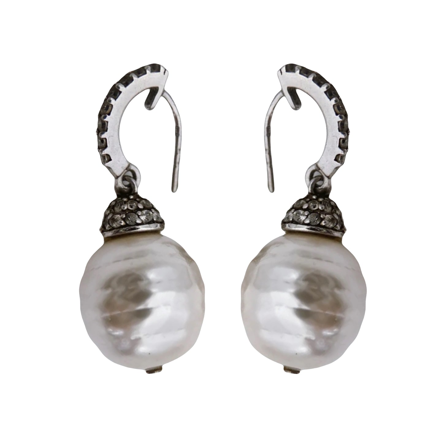 Sidabro ir perlų auskarai