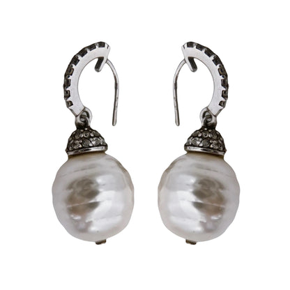 Sidabro ir perlų auskarai