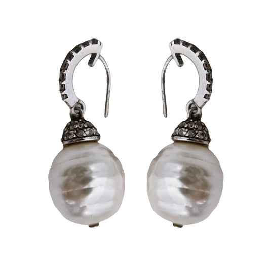 Sidabro ir perlų auskarai