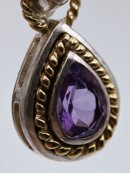 Aukso ir sidabro auskarai su ametistais