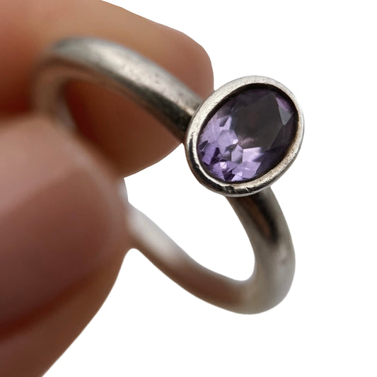 Pandora silver ring with amethyst