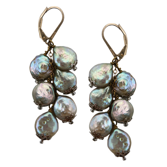 Gold-plated pearl earrings