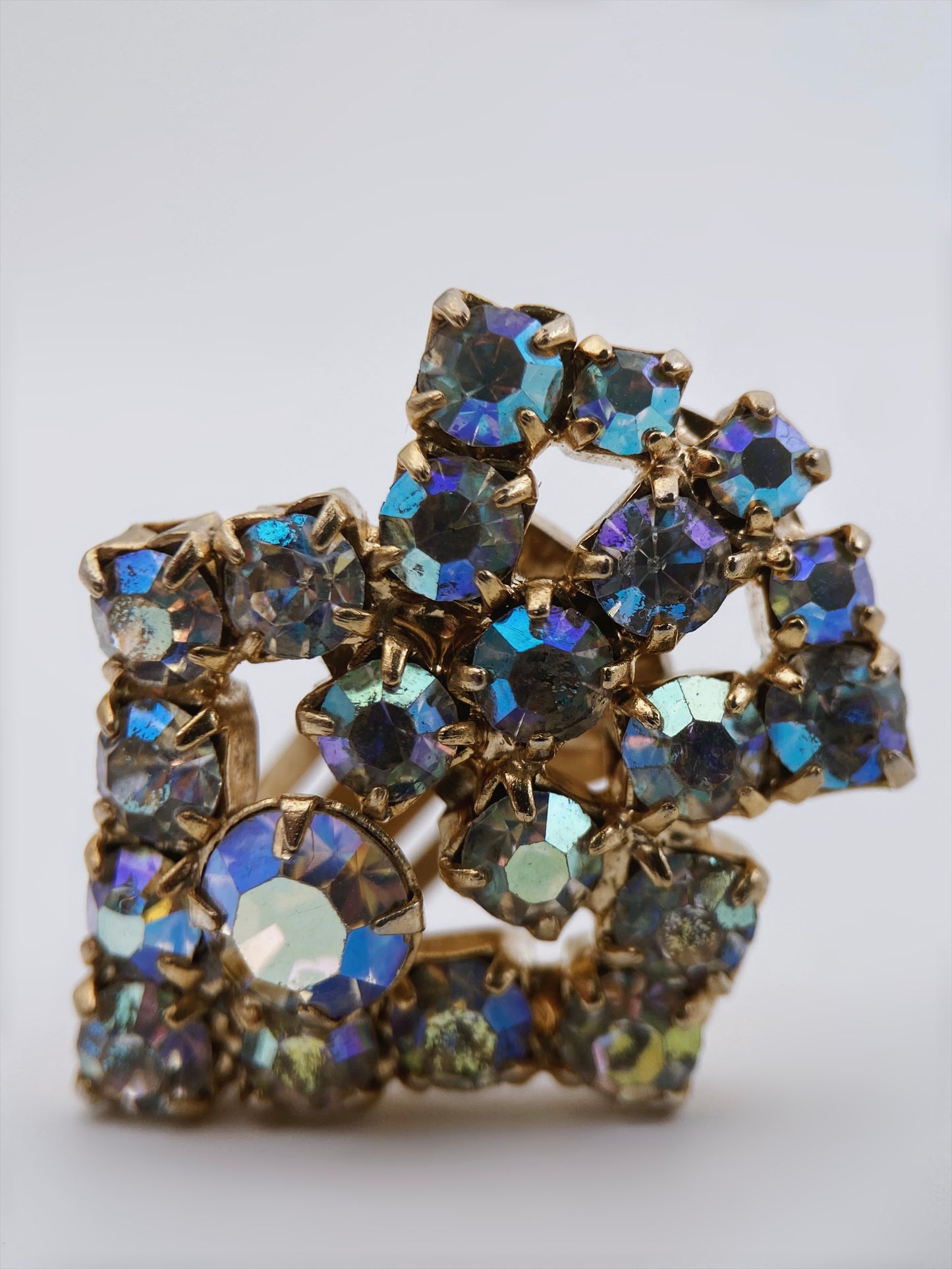 Auskarai klipsai su Aurora Borealis stiklo kristalais