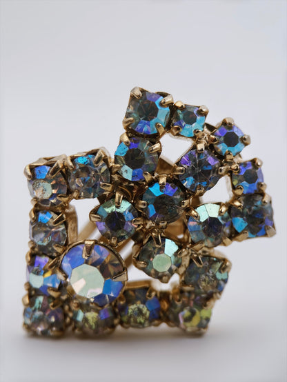 Auskarai klipsai su Aurora Borealis stiklo kristalais