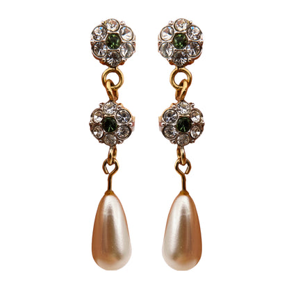 Auskarai su kristalais ir perlais