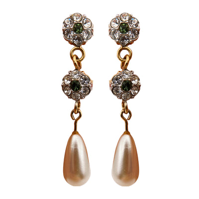 Auskarai su kristalais ir perlais